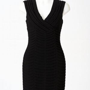 NW Nightway Black Ruched V-Neck Sleeveless Dress, Size 8
